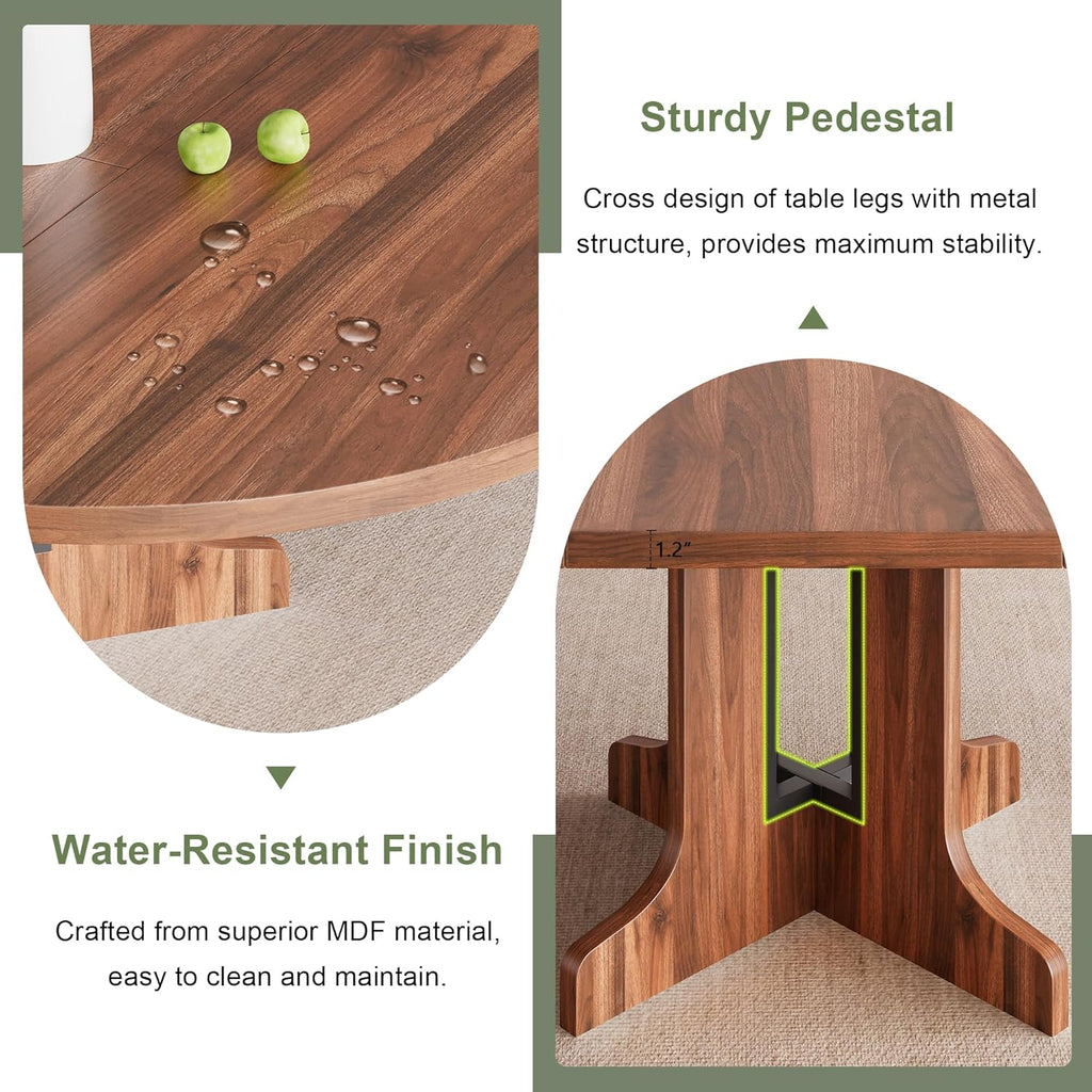 Feonase 59" Round Extendable Dining Room Table for 6