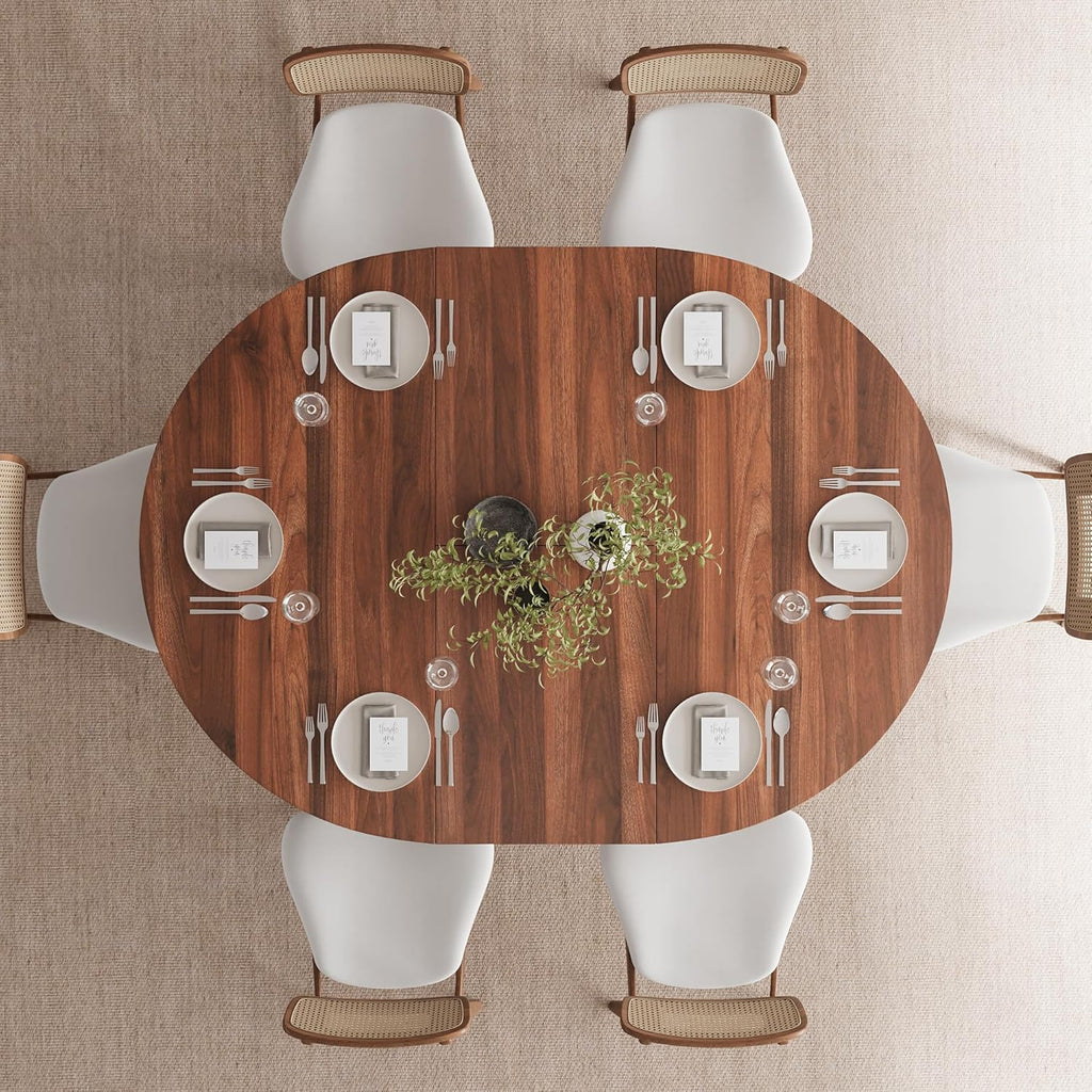 Feonase 59" Round Extendable Dining Room Table for 6