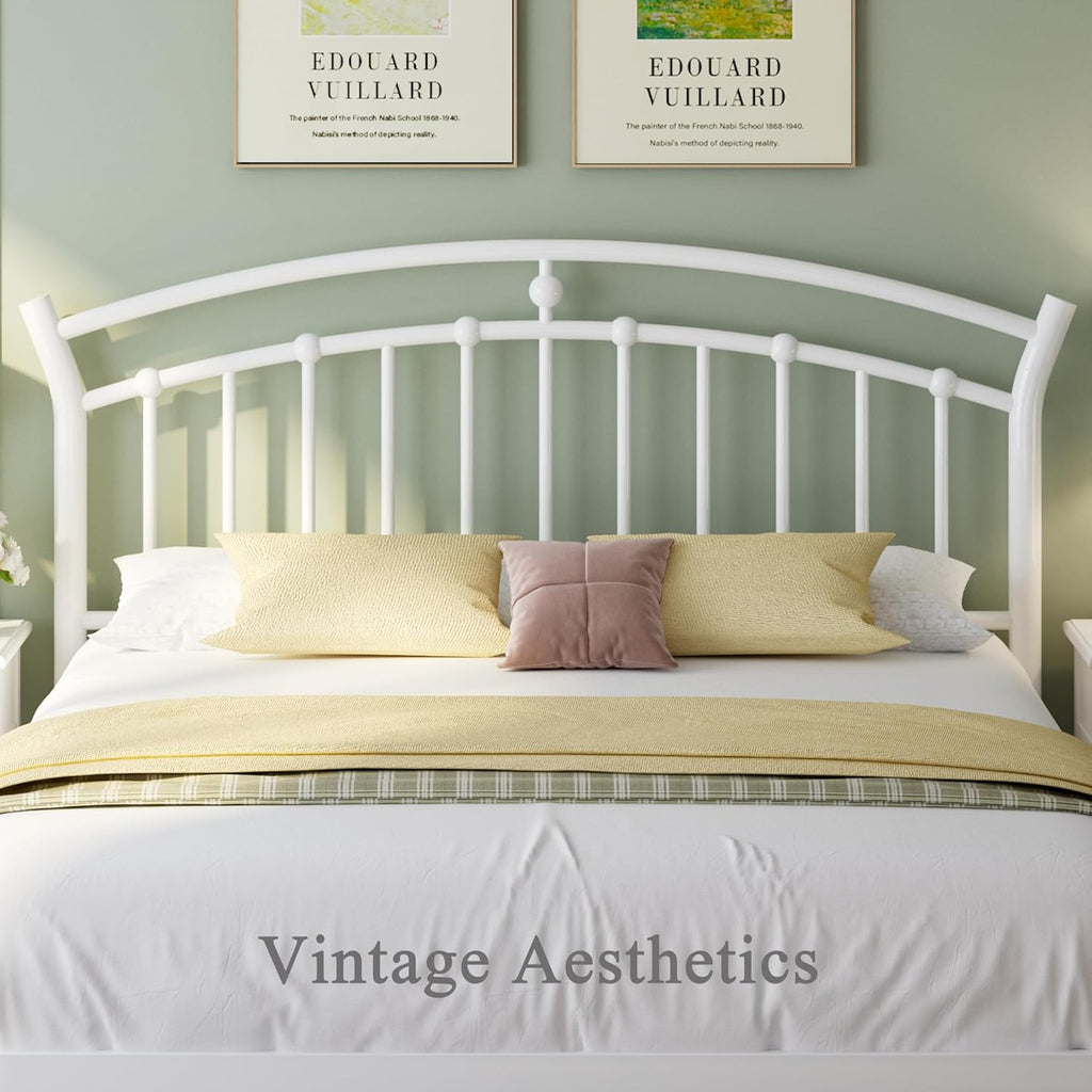 Feonase Metal Bed Frame with Retro Headboard