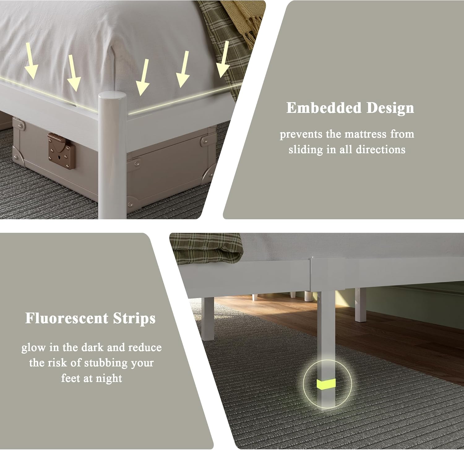 Feonase Metal Bed Frame with Retro Headboard