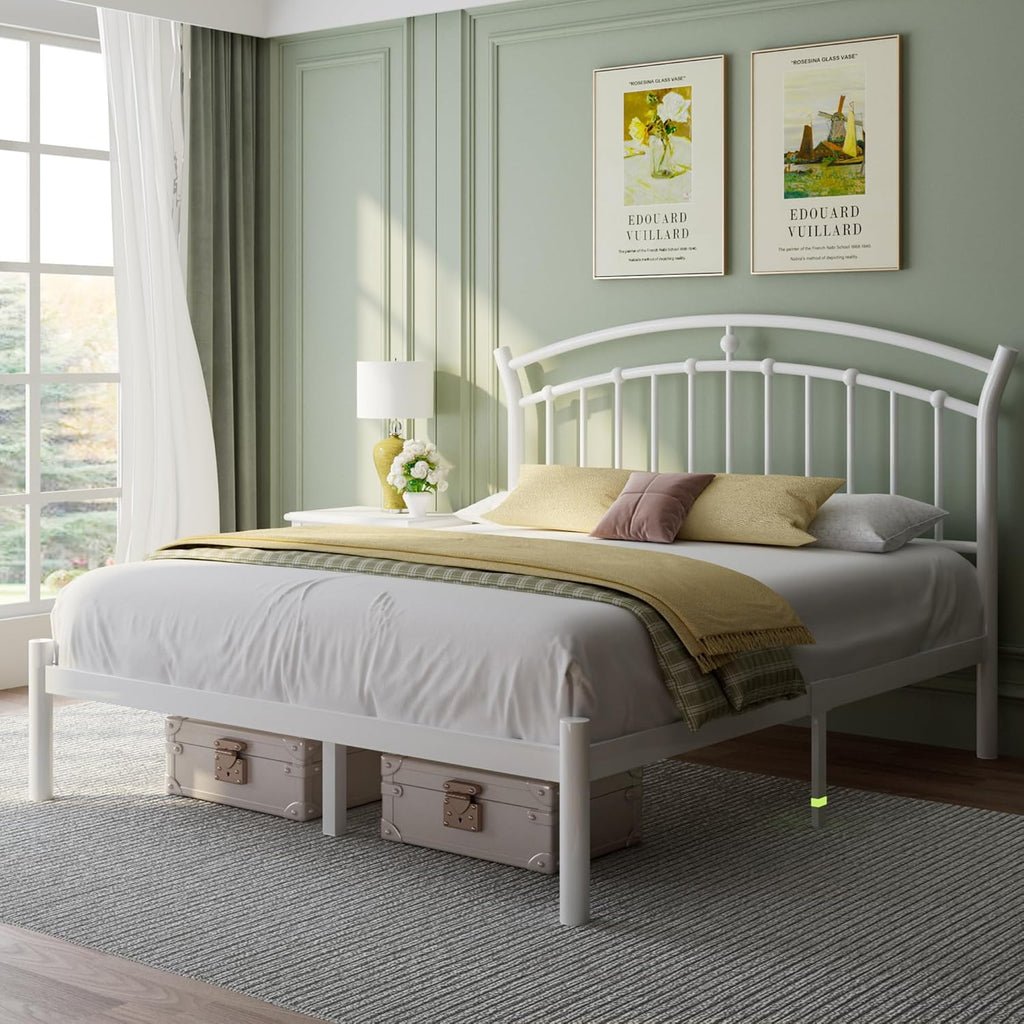 Feonase Heavy-Duty Metal Bed Frame with 13 Hardened Steel Slats