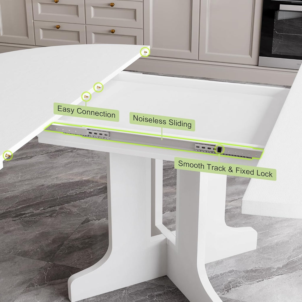 Feonase 59" Round Extendable Dining Room Table for 6