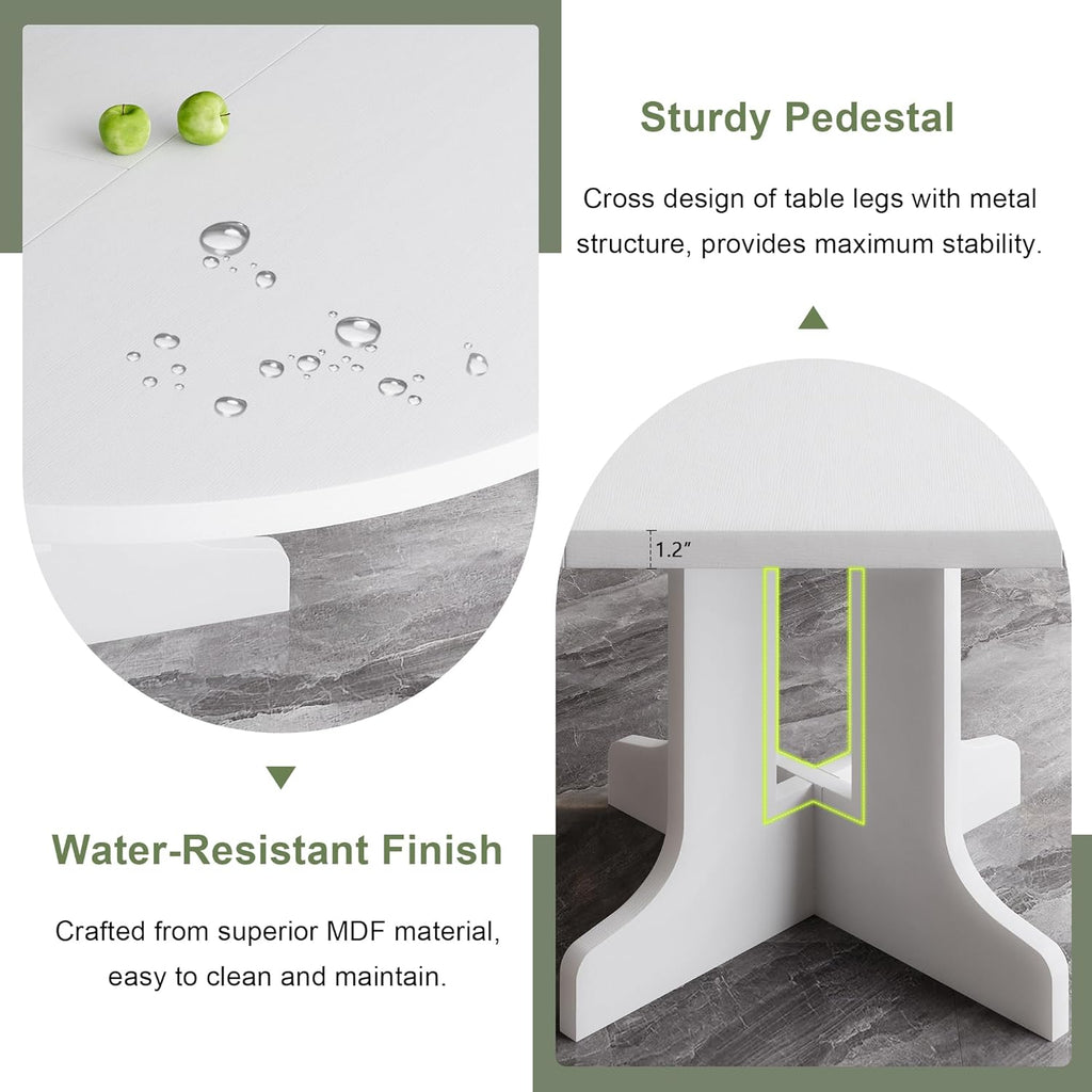 Feonase 59" Round Extendable Dining Room Table for 6