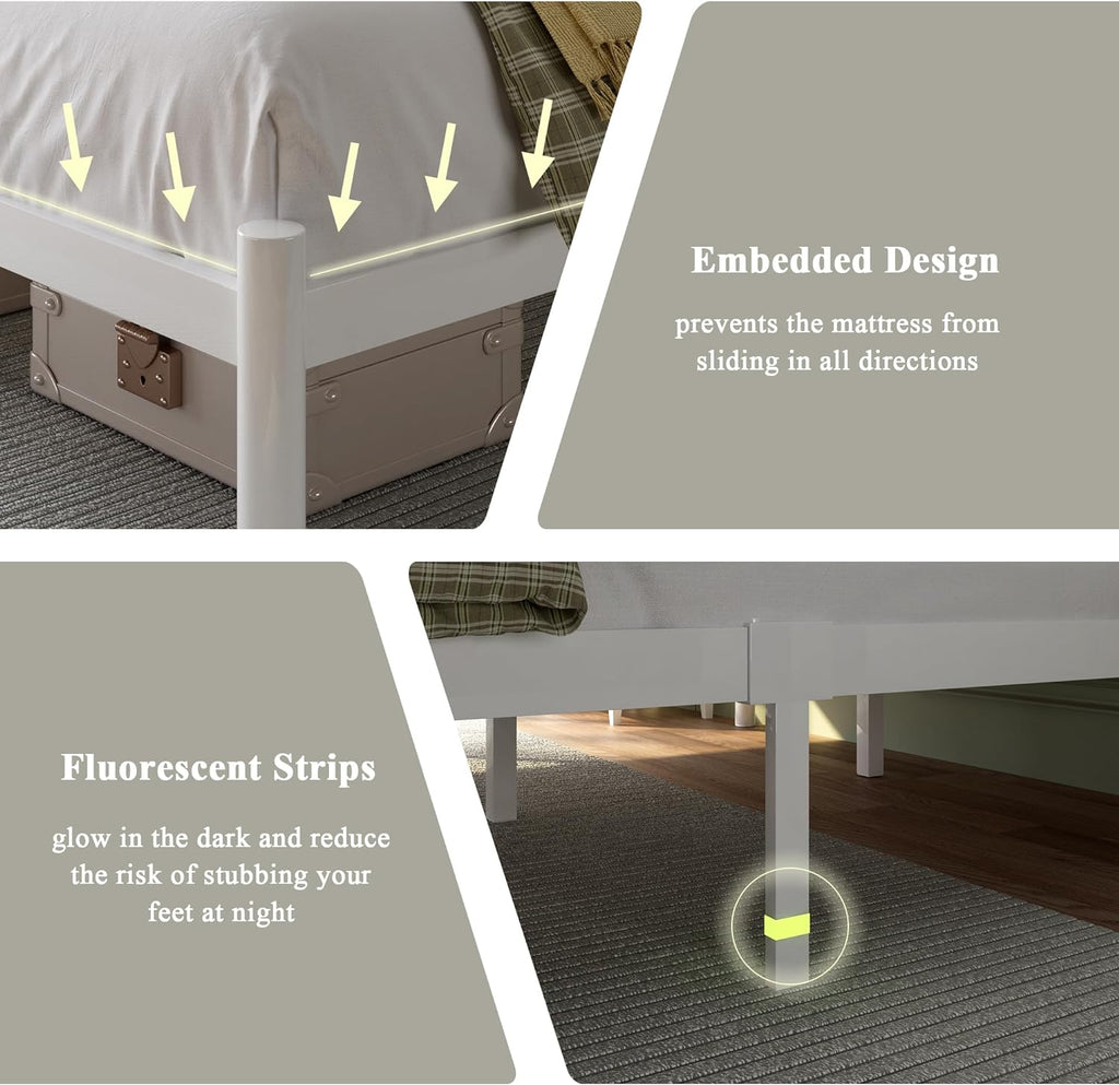 Feonase Heavy-Duty Metal Bed Frame with 13 Hardened Steel Slats