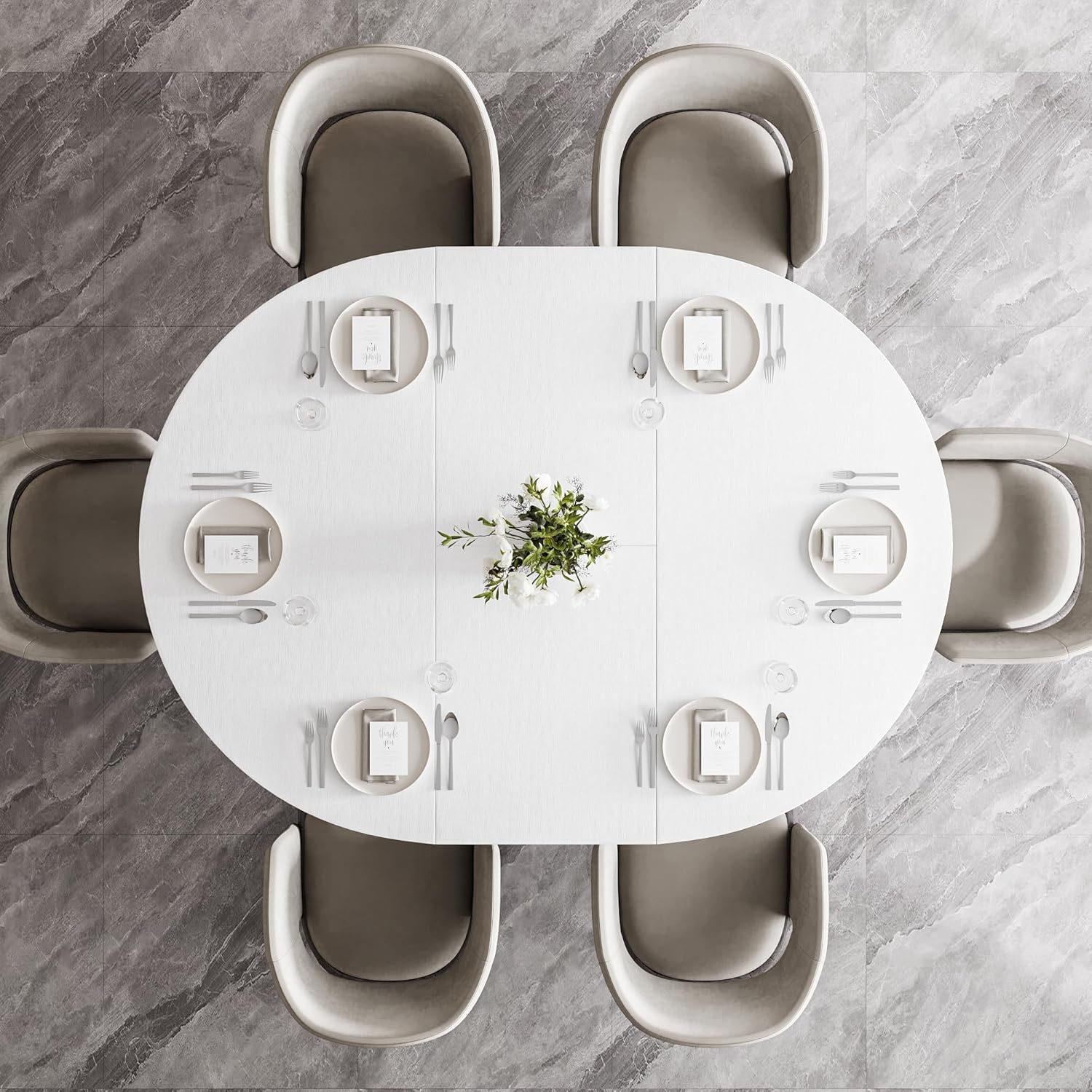 Feonase 59" Round Extendable Dining Room Table for 6