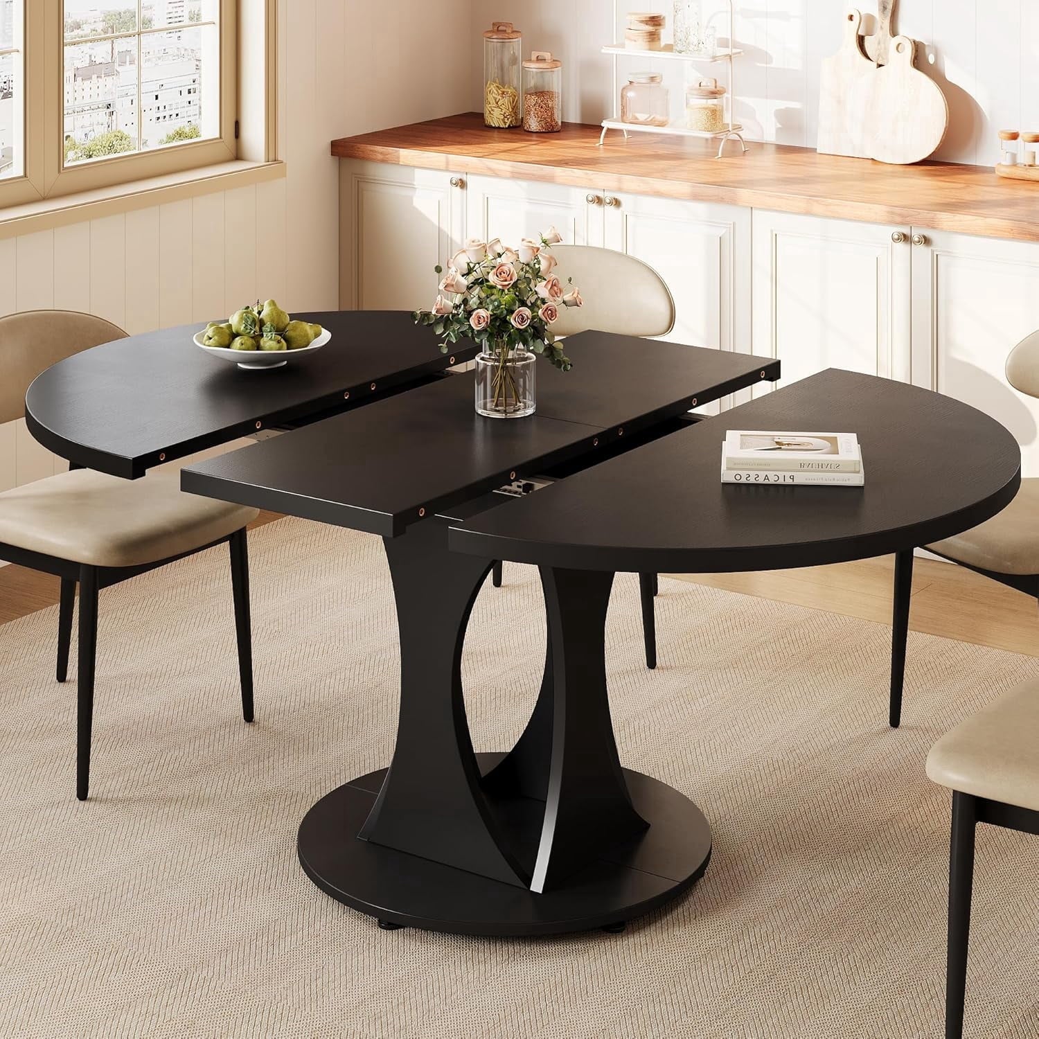 Virans 71" Tall Arched Kitchen Pantry Storage Cabinet,6-Tier Large Storage Cabinet with 2 Doors,Adjustable Shelves & Drawer for Living Room,Dining Room,Kitchen,Natural