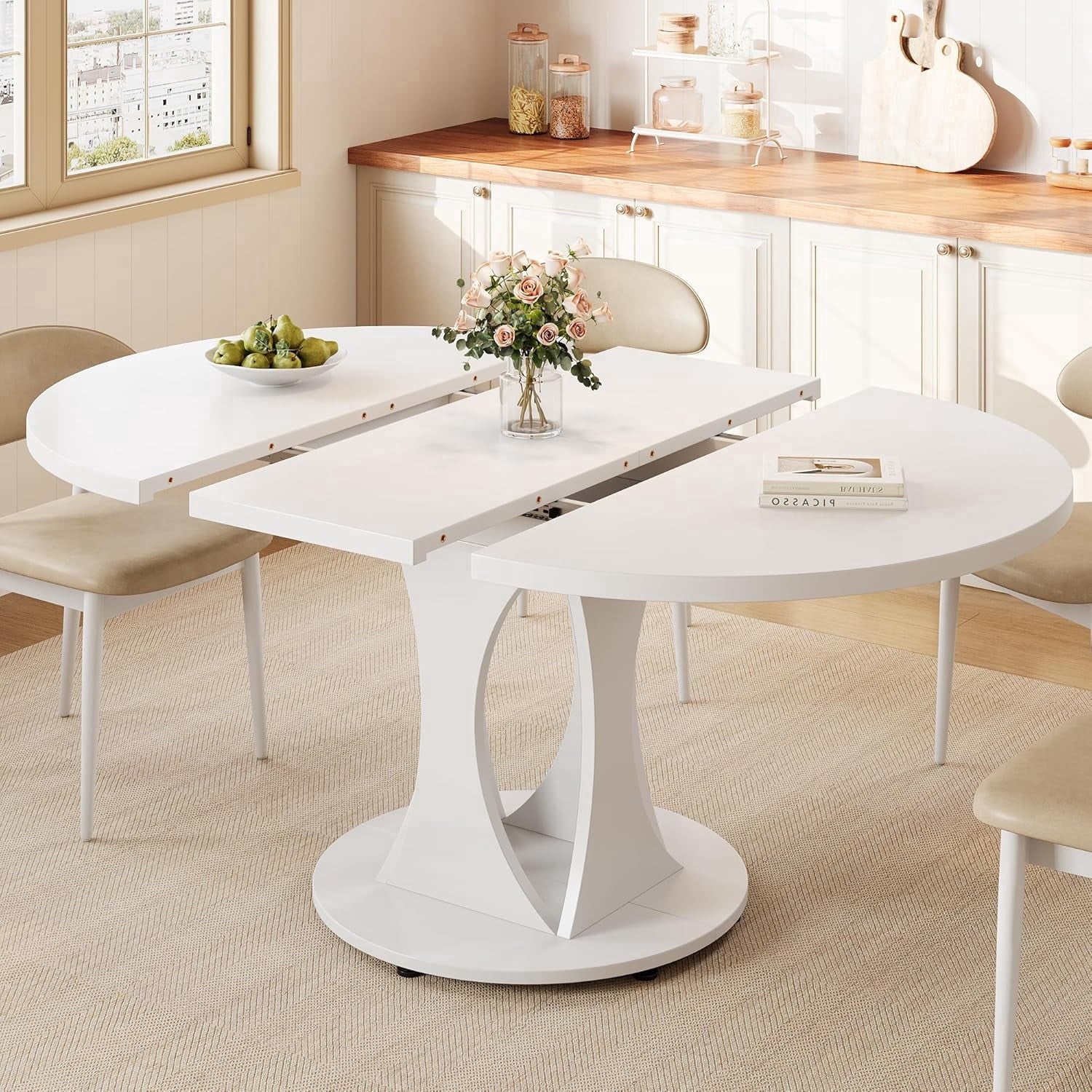 Virans 71" Tall Arched Kitchen Pantry Storage Cabinet,6-Tier Large Storage Cabinet with 2 Doors,Adjustable Shelves & Drawer for Living Room,Dining Room,Kitchen,Walnut