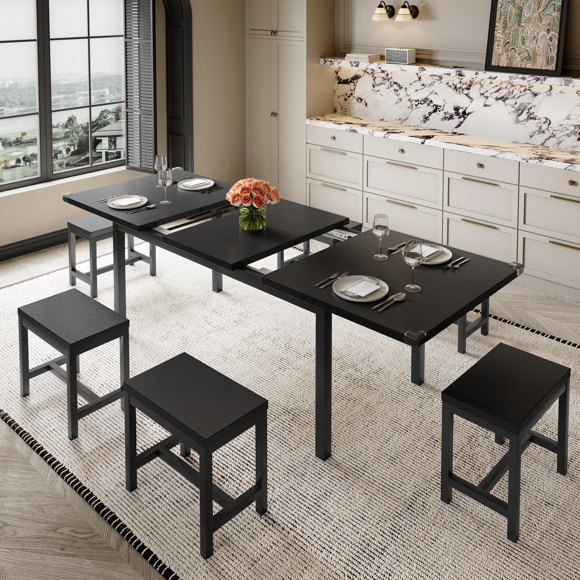 Feonase 7-Piece Dining Table Set for 4-8
