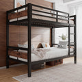Bunk Bed Twin Over Twin, Heavy Duty Metal Bed with Ladder and Full-Length Guardrail, Under-Bed Storage Space