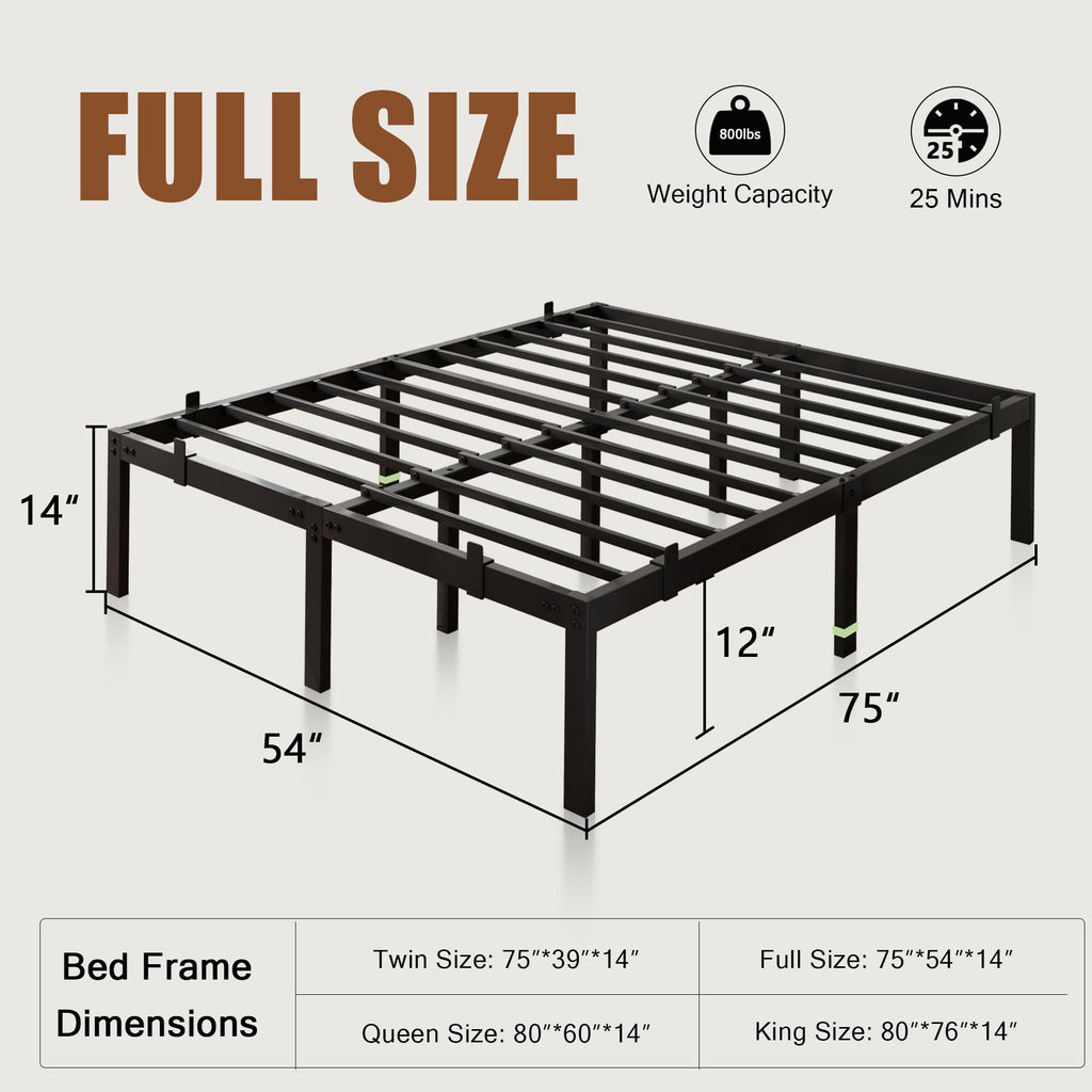 Metal Bed Frame Platform Bed Frame with 6 Mattress Slide Stoppers
