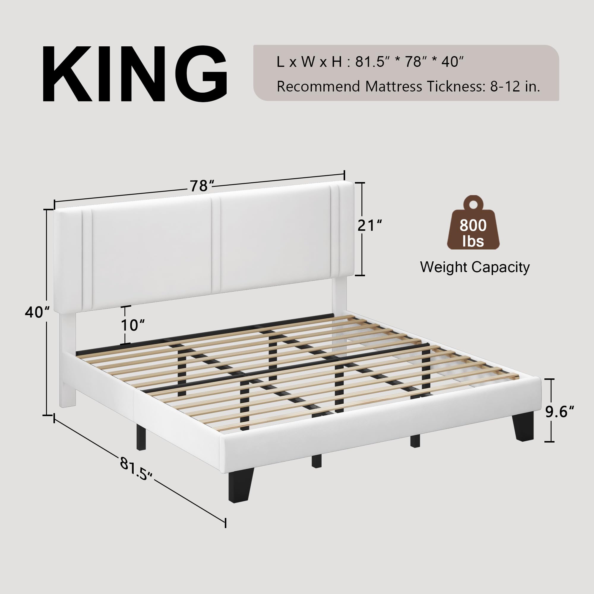 Upholstered Twin Size Bed Frame with Linen Fabric Headboard