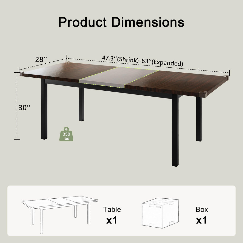 Feonase 63" Extendable Dining Table