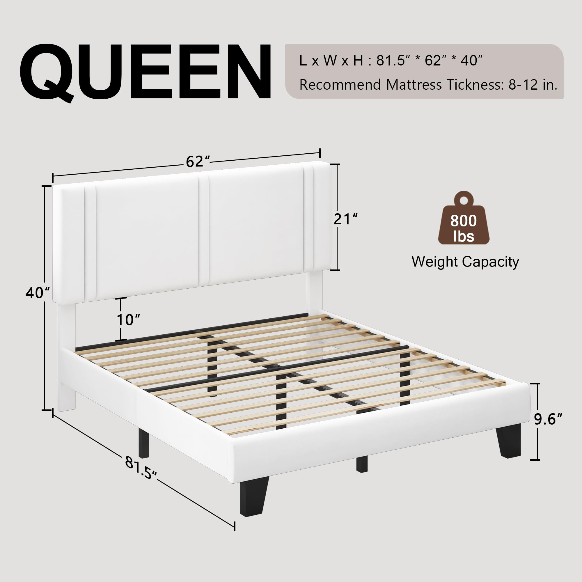 Upholstered Twin Size Bed Frame with Linen Fabric Headboard