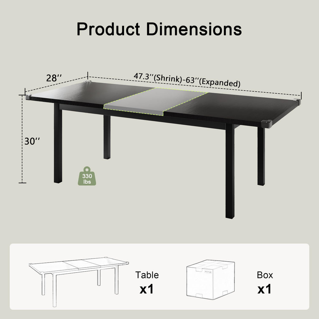 Feonase 63" Extendable Dining Table