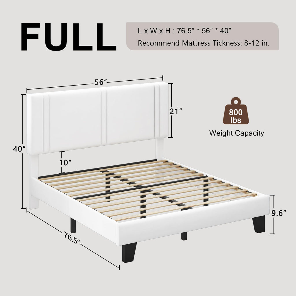 Upholstered Twin Size Bed Frame with Linen Fabric Headboard