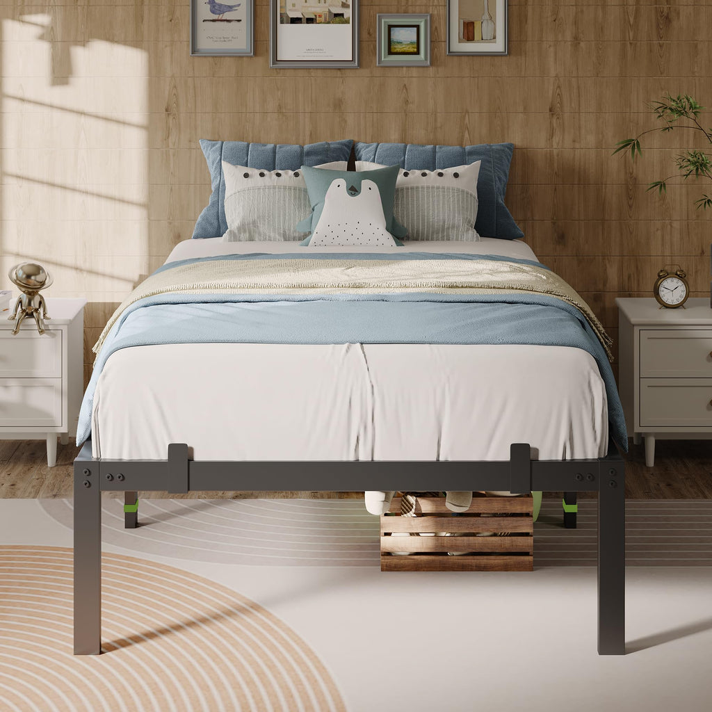 Metal Bed Frame Platform Bed Frame with 6 Mattress Slide Stoppers