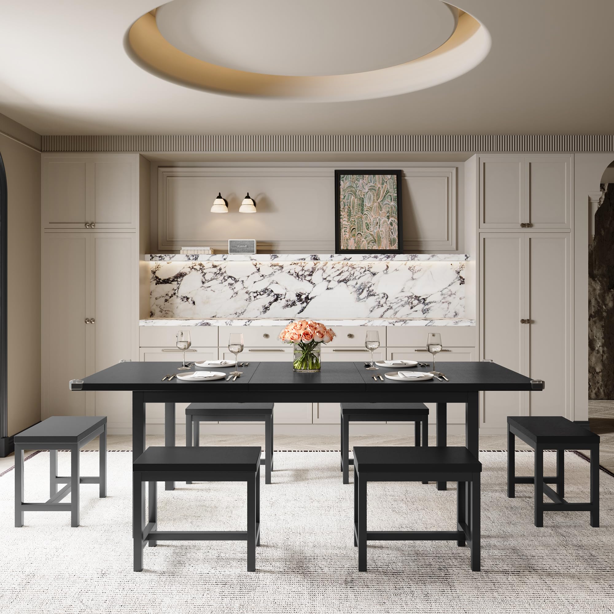 Feonase 7-Piece Dining Table Set for 4-8