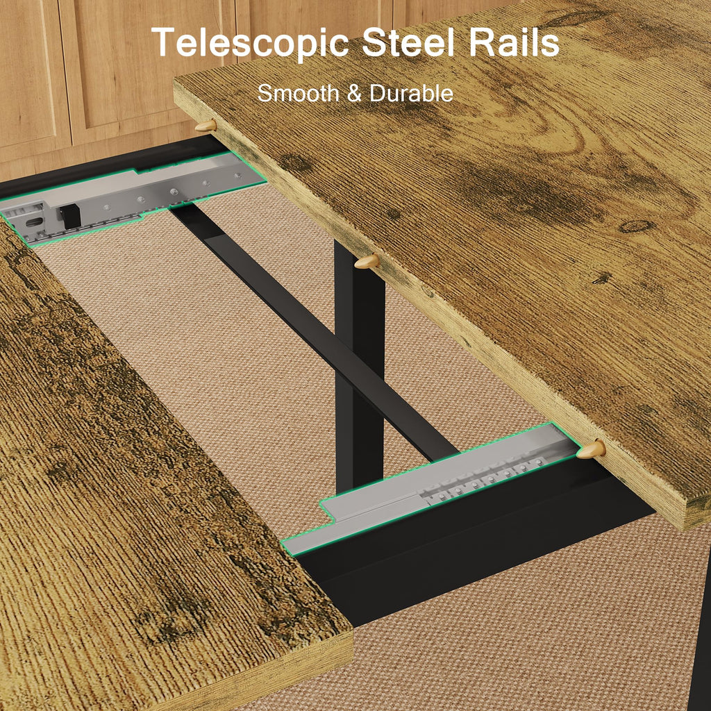 iPormis 7-Piece 63" Extendable Dining Table Set for 4-8 People, Mid-Century