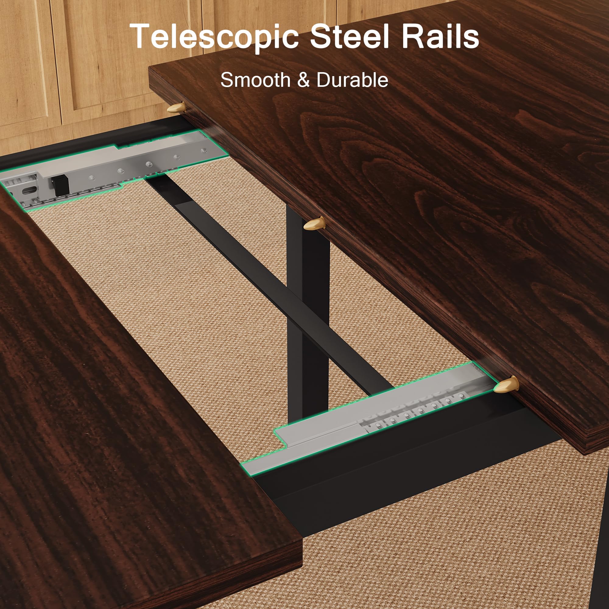 iPormis 7-Piece 63" Extendable Dining Table Set for 4-8 People, Mid-Century