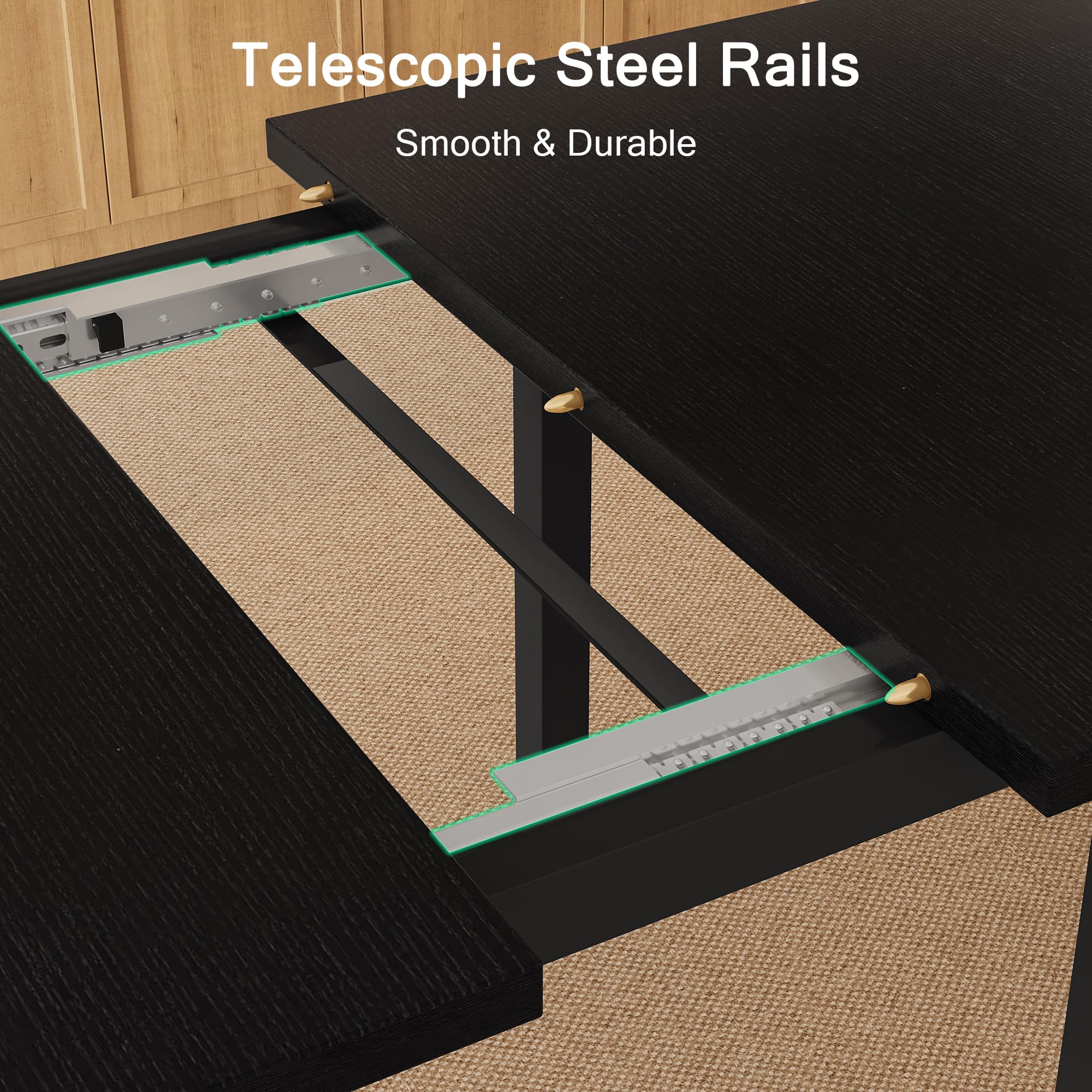 iPormis 7-Piece 63" Extendable Dining Table Set for 4-8 People, Mid-Century