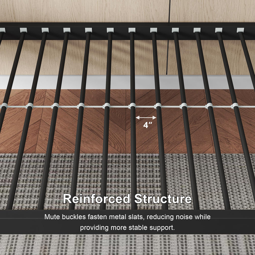 Feonase Metal Bunk Bed Twin Over Twin with Ladder and High Guardrail