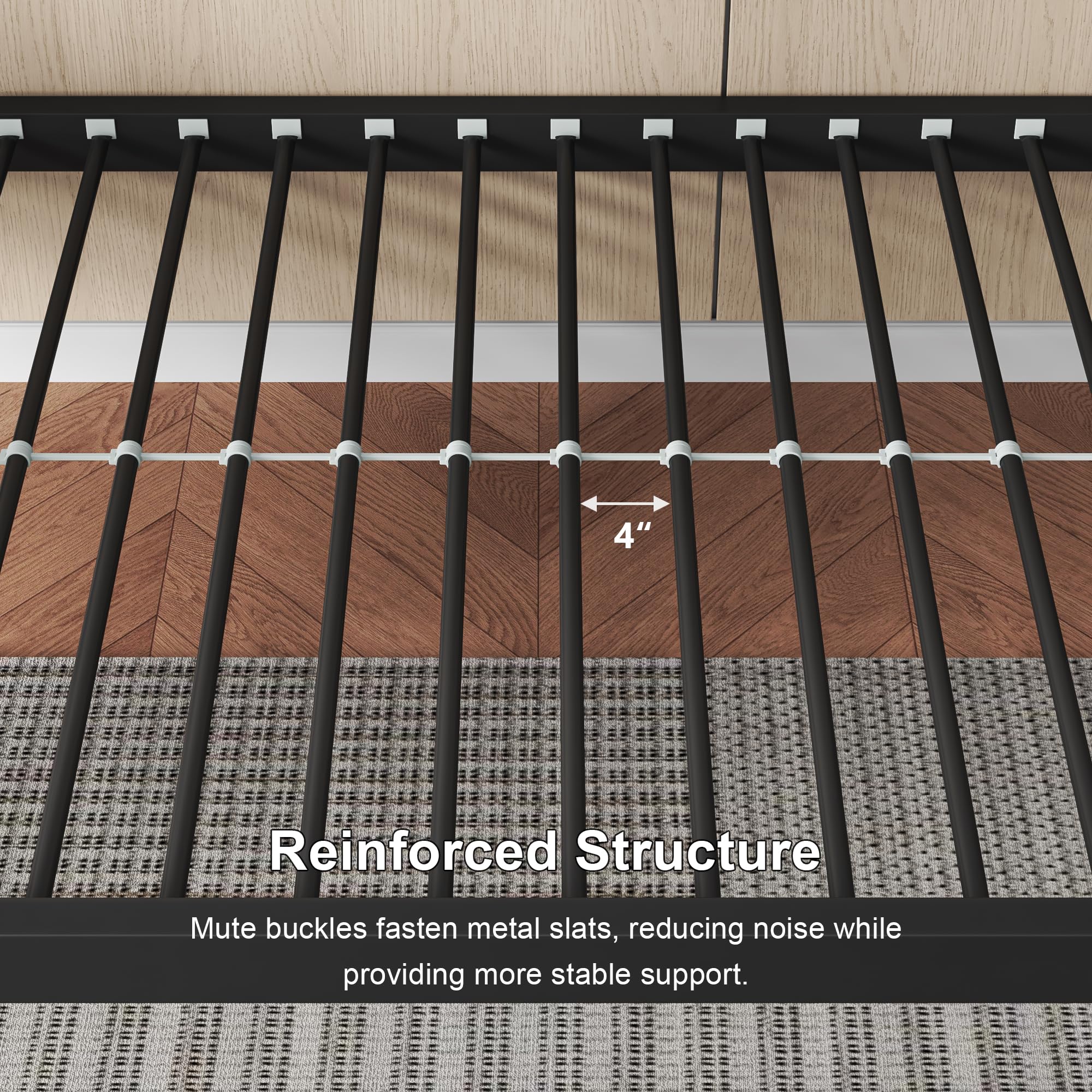 Feonase Metal Bunk Bed Twin Over Twin with Ladder and High Guardrail