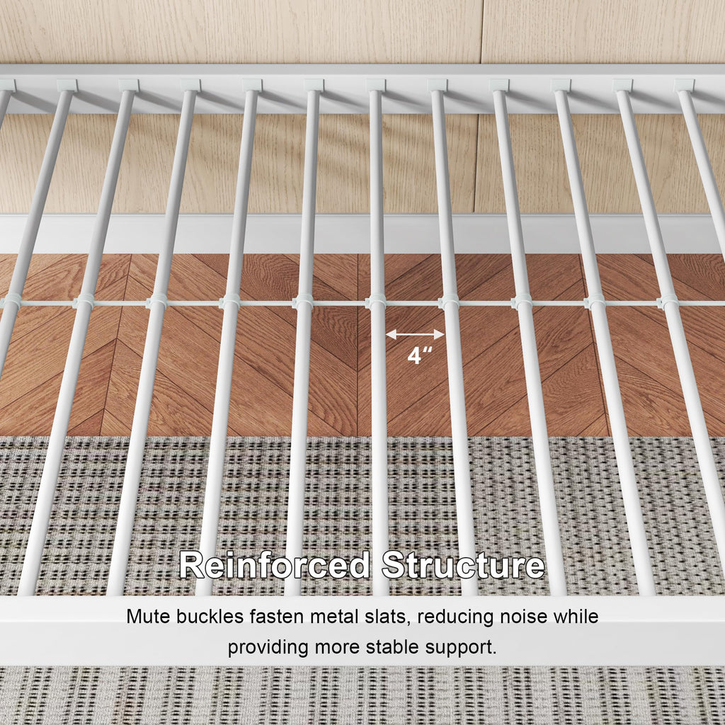 Feonase Metal Bunk Bed Twin Over Twin with Ladder and High Guardrail