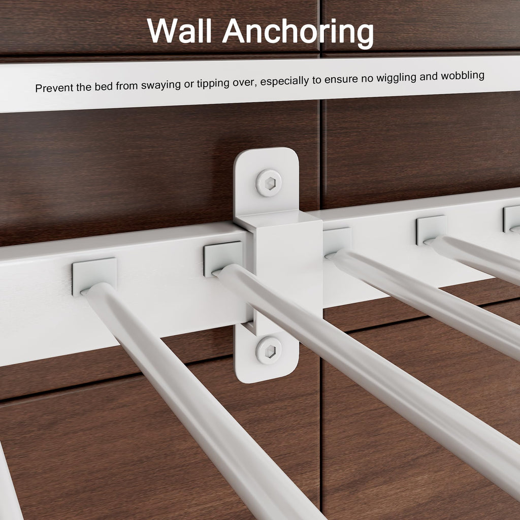Bunk Bed Twin Over Twin, Heavy Duty Metal Bed with Ladder and Full-Length Guardrail, Under-Bed Storage Space