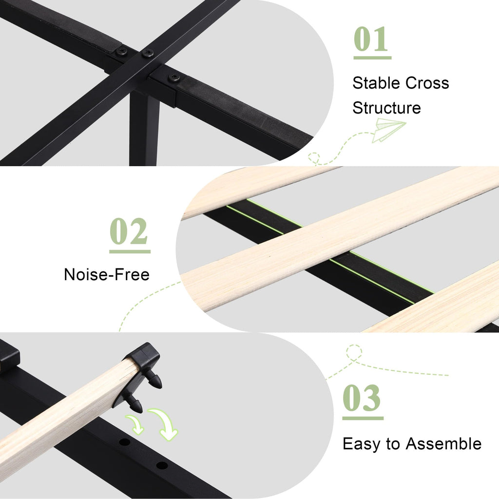 Feonase Upholstered Bed Frame with 4 Storage Drawers and Charging Station