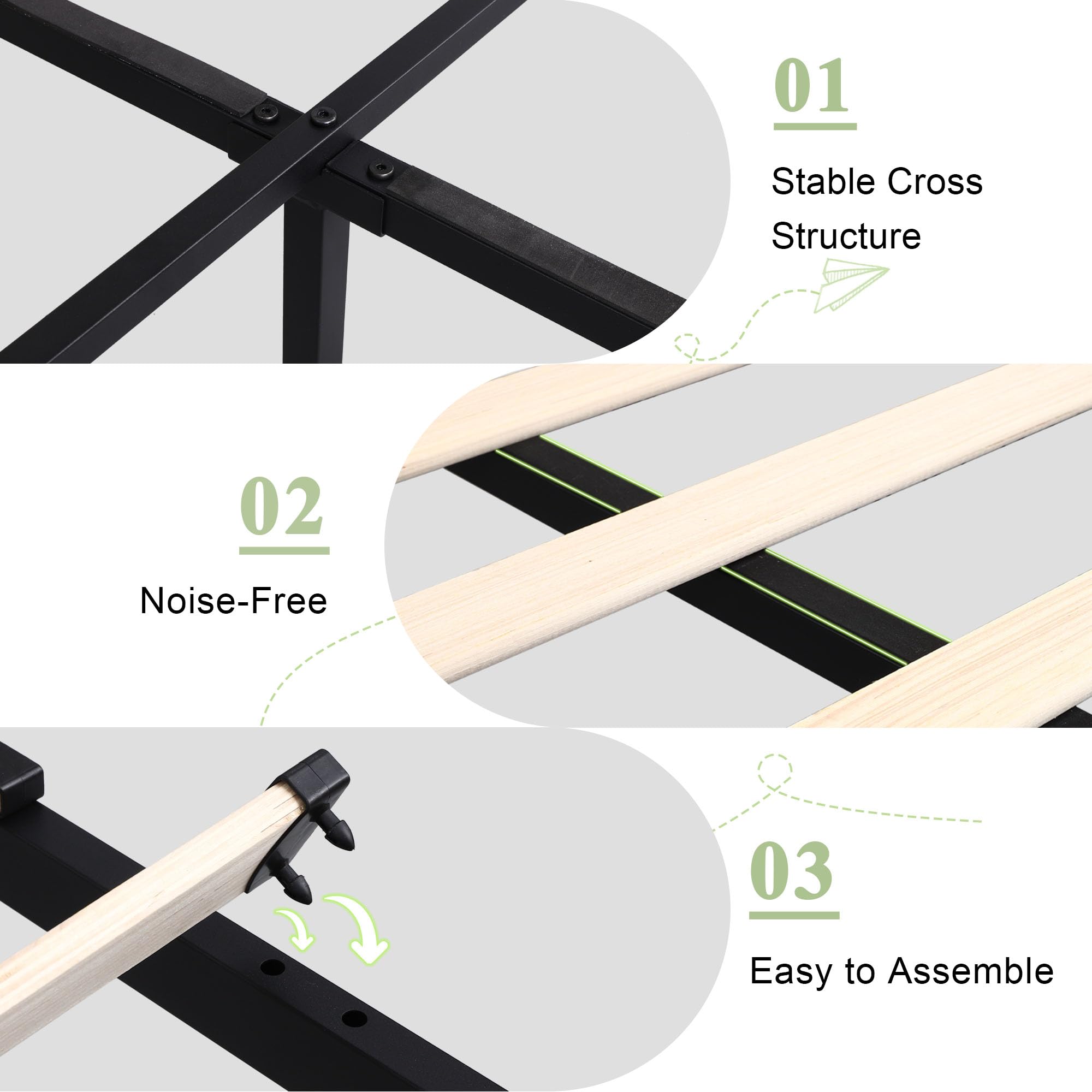 Feonase Upholstered Bed Frame with 4 Storage Drawers and Charging Station