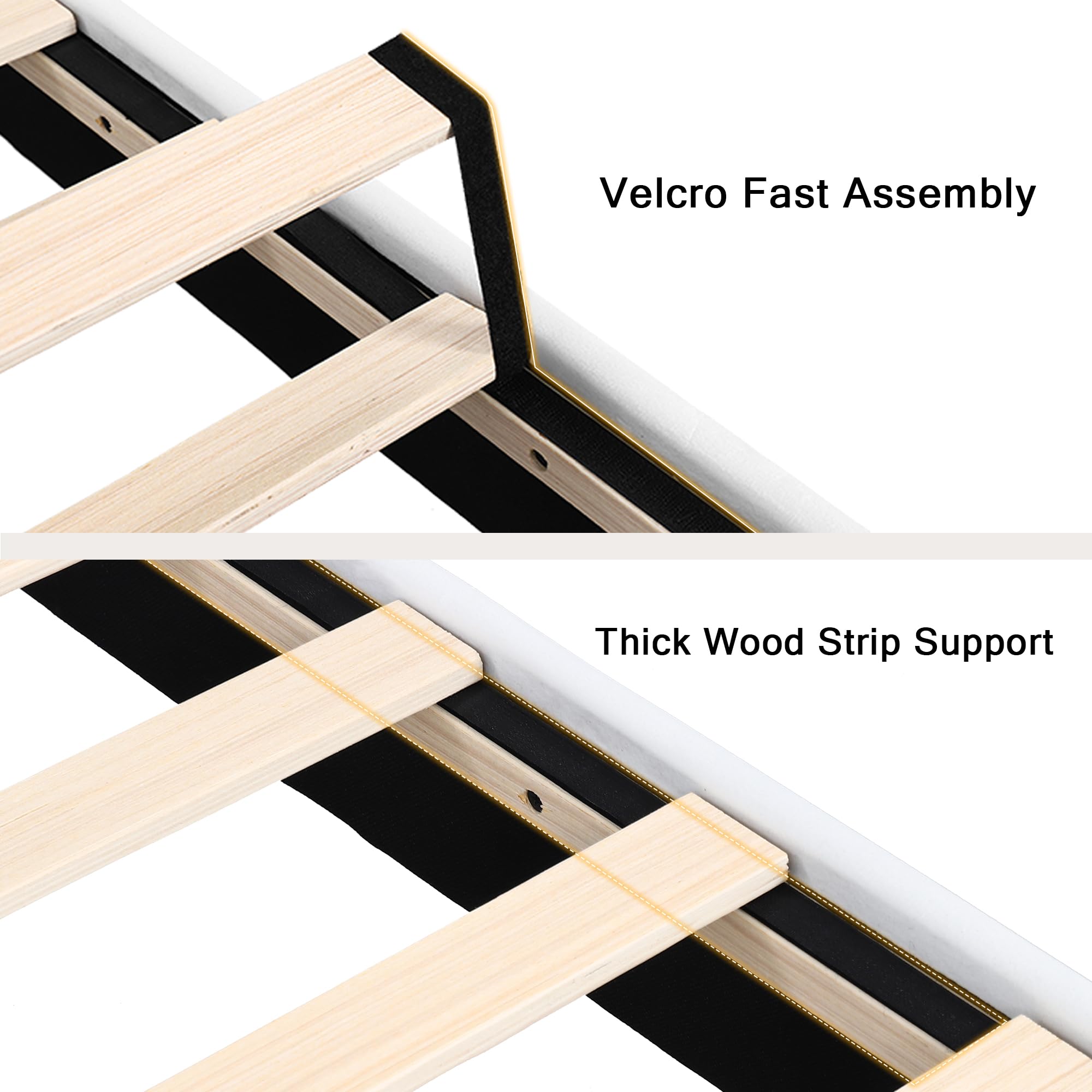 Velvet Bed Frame with Headboard, Button Tufted Upholstered Bed Base