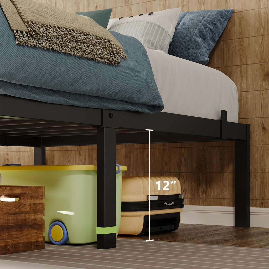 Metal Bed Frame Platform Bed Frame with 6 Mattress Slide Stoppers