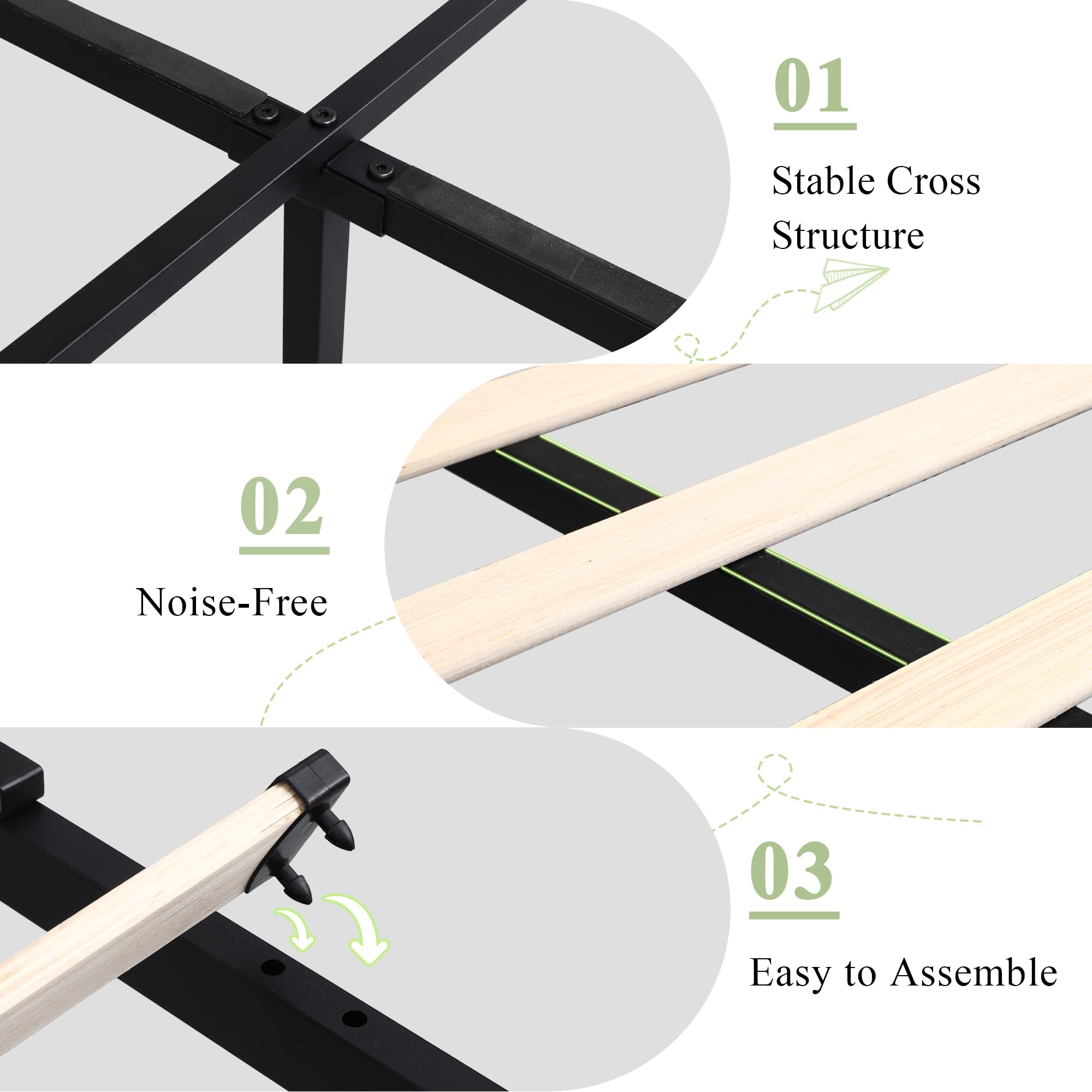 Feonase Upholstered Bed Frame with 4 Storage Drawers and Charging Station