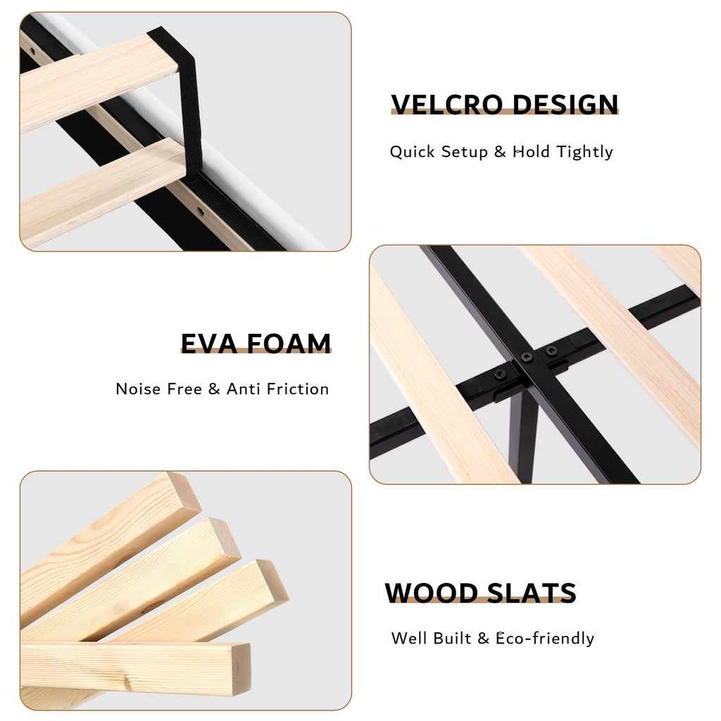 iPormis Full Bed Frame with Upholstered Wingback Button Tufted Storage Headboard