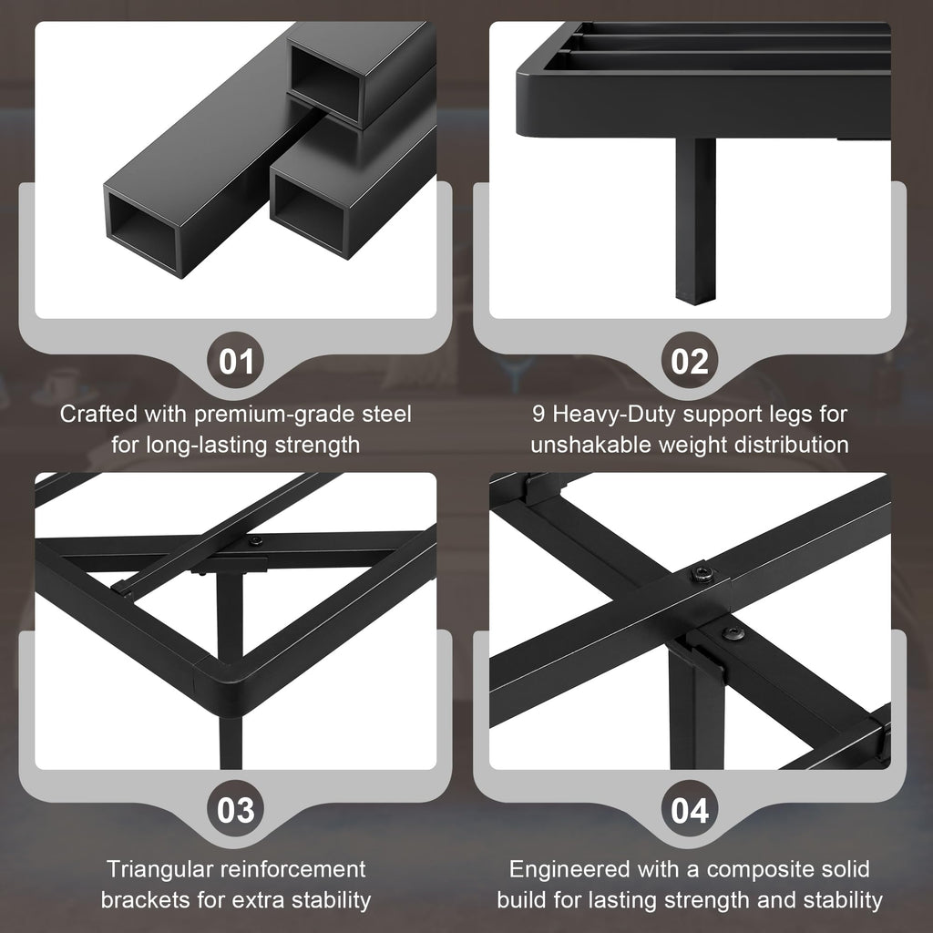 Feonase Floating Bed Frame with Charging Station and Led Lights