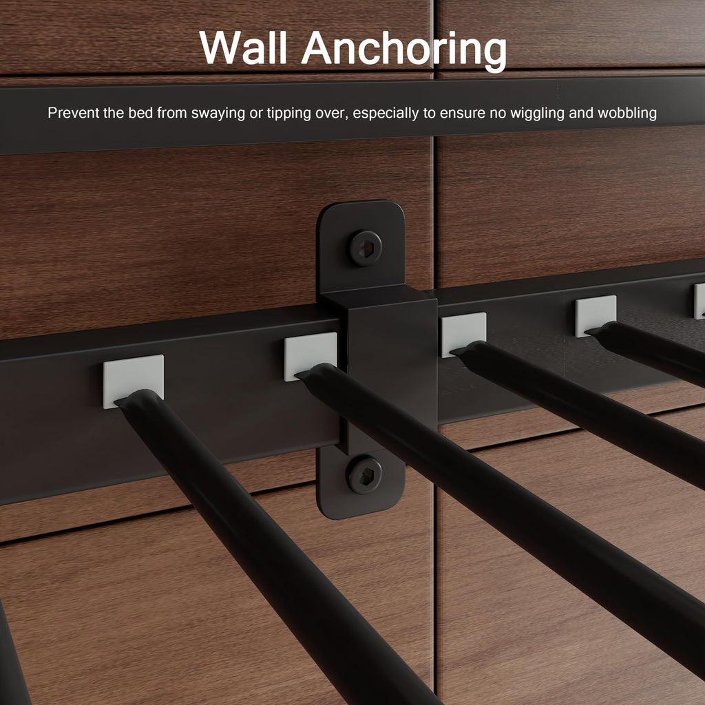 Bunk Bed Twin Over Twin, Heavy Duty Metal Bed with Ladder and Full-Length Guardrail, Under-Bed Storage Space