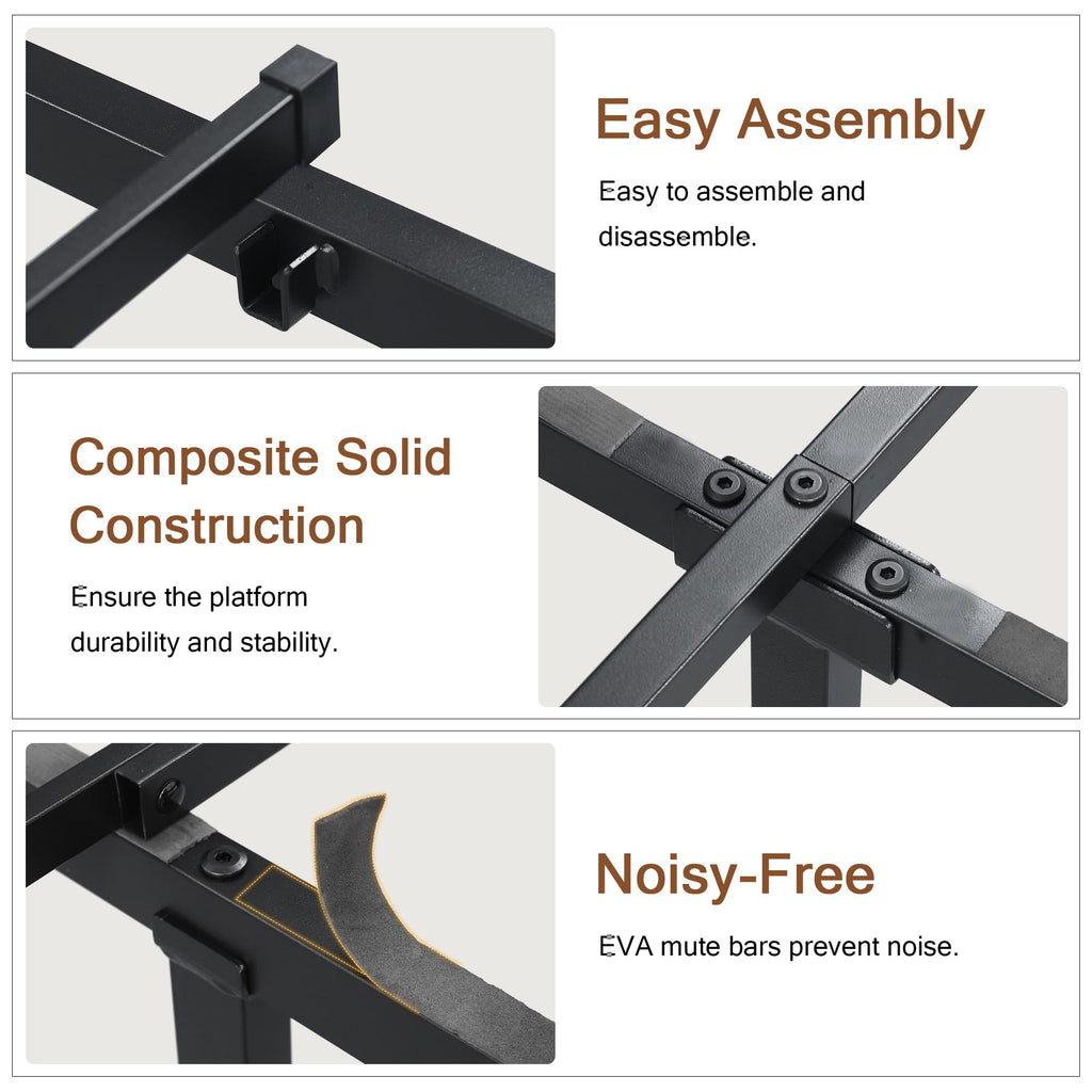 Metal Bed Frame Platform Bed Frame with 6 Mattress Slide Stoppers