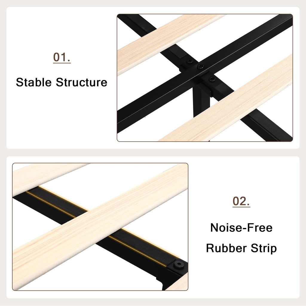 Velvet Bed Frame with Headboard, Button Tufted Upholstered Bed Base