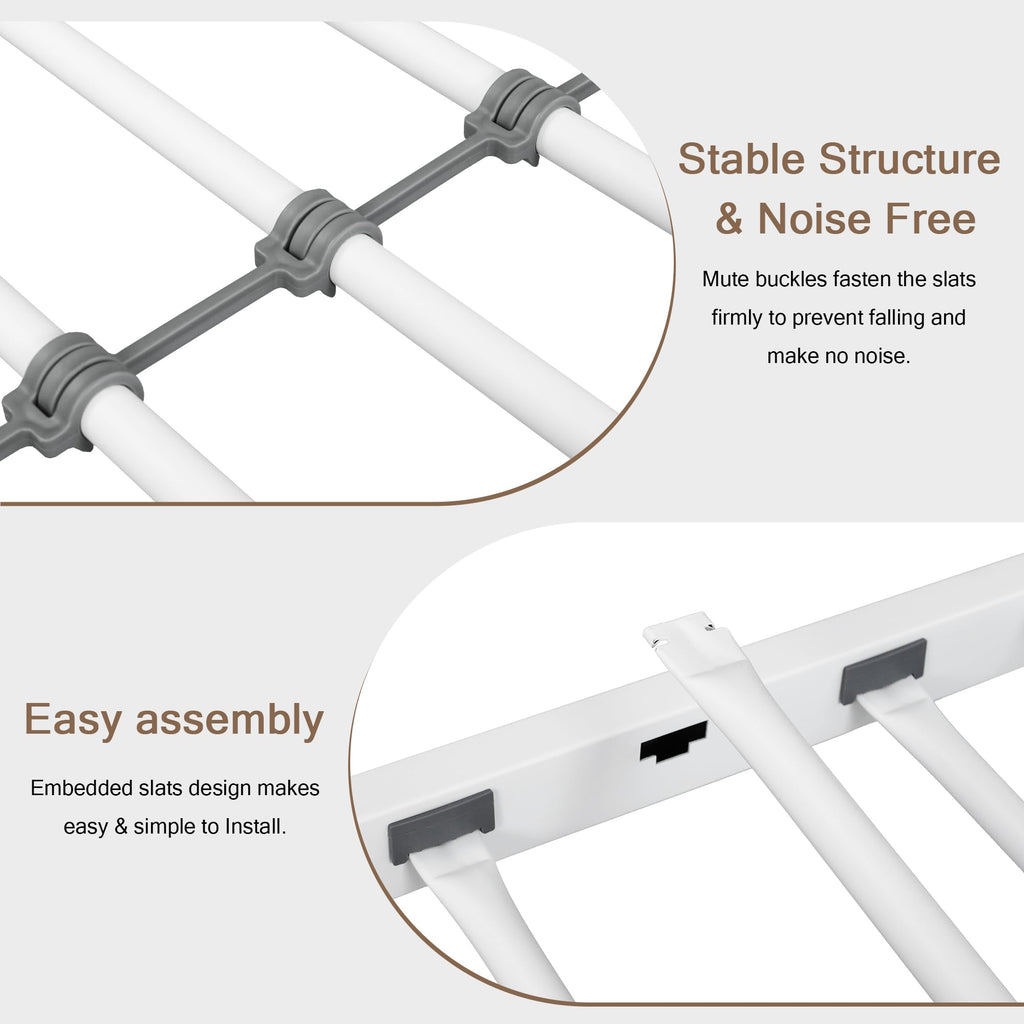 Bunk Bed Twin Over Twin, Heavy Duty Metal Bed with Ladder and Full-Length Guardrail, Under-Bed Storage Space