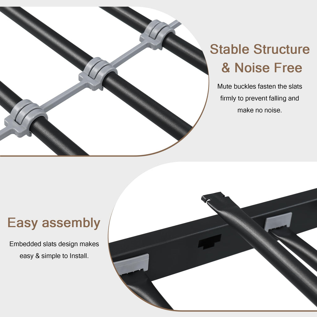 Bunk Bed Twin Over Twin, Heavy Duty Metal Bed with Ladder and Full-Length Guardrail, Under-Bed Storage Space