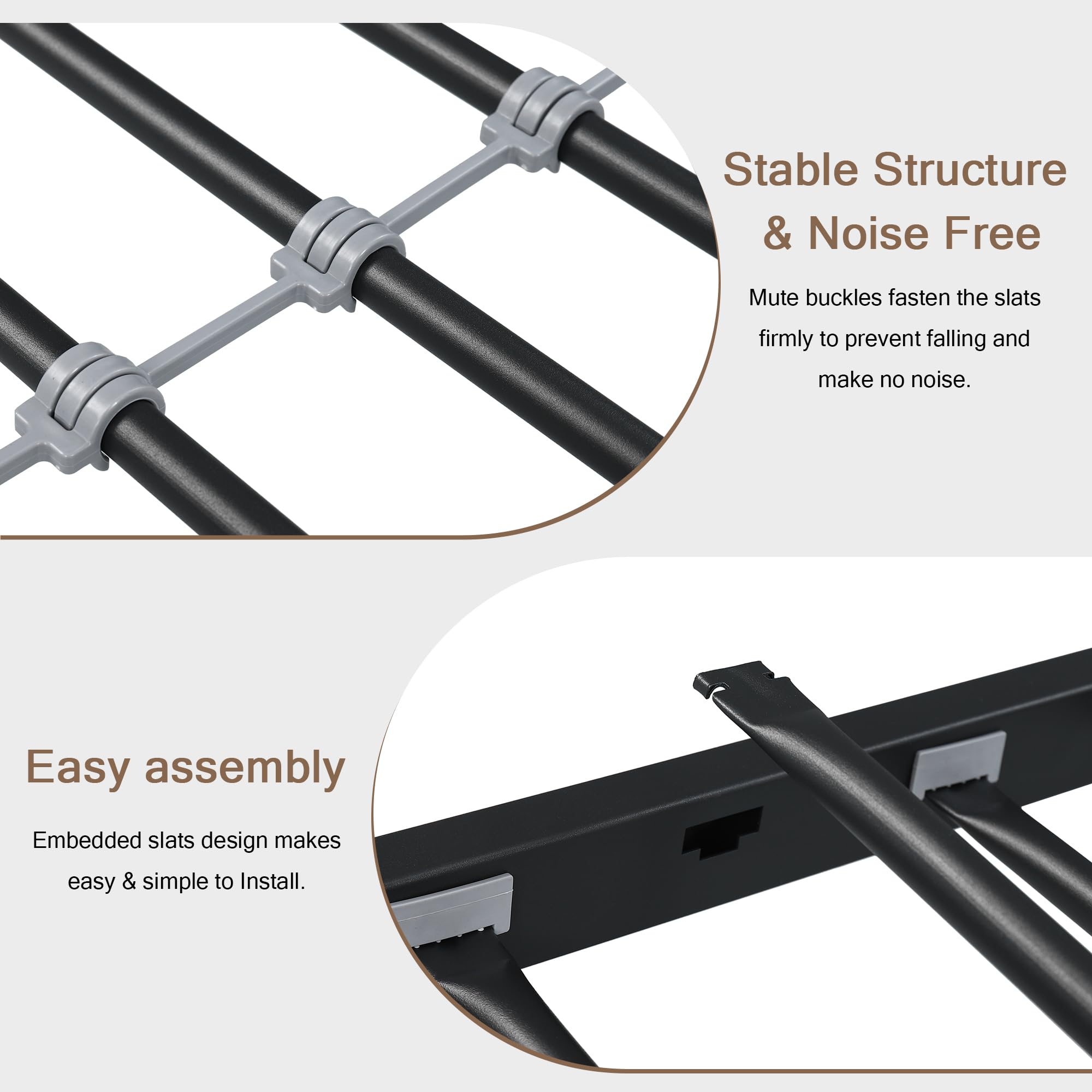 Bunk Bed Twin Over Twin, Heavy Duty Metal Bed with Ladder and Full-Length Guardrail, Under-Bed Storage Space